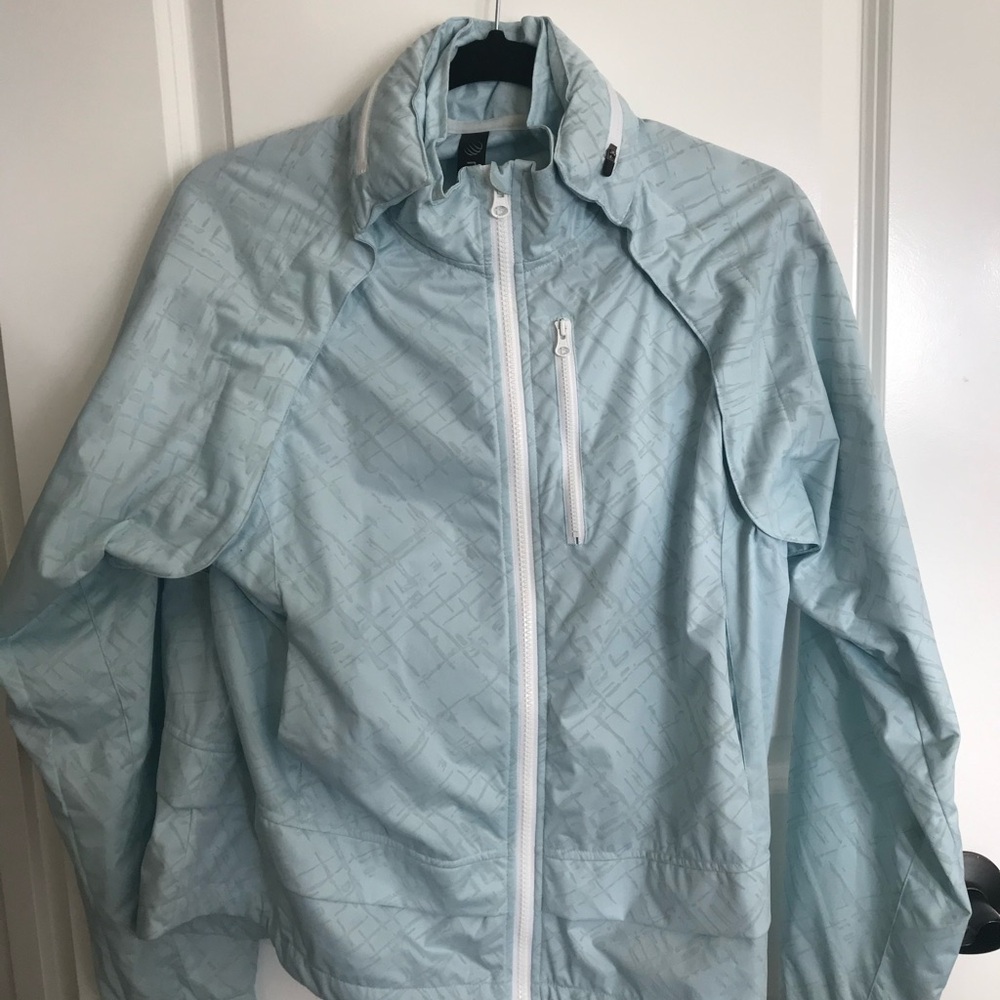 NWT Julianne Hough Light Blue Reflective Windbreaker Jacket